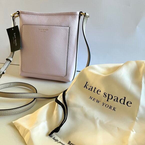 KATE SPADE + DUST BAG, Ava Color Block, Pebbled Leather Crossbody, Shimmer Pink - Picture 12 of 12